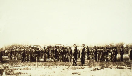 Első amerikai színes gyalogság, kocsma. 1860-as évek körül (szépia fotó)